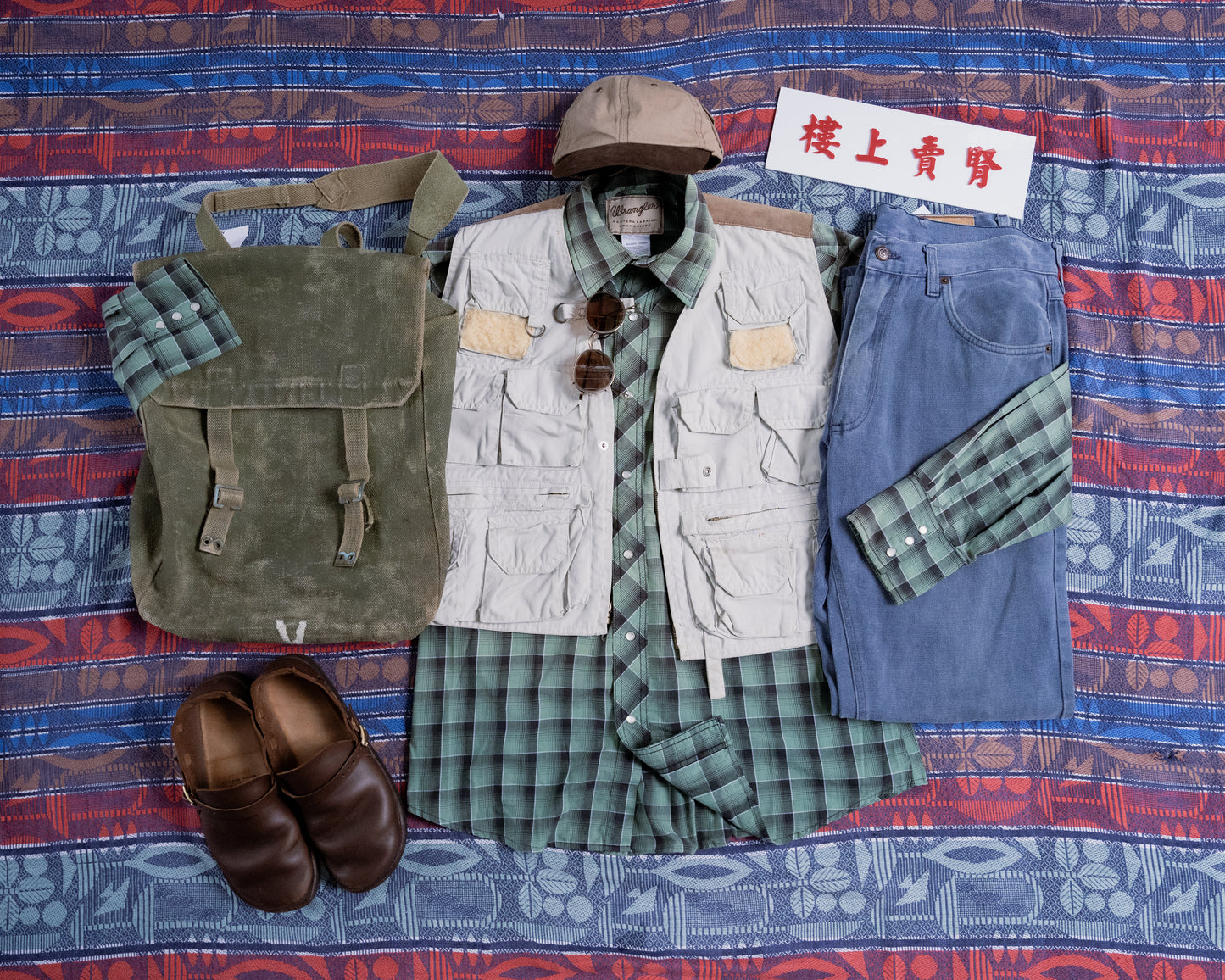 "WRANGLER" Long Sleeve Western Snap Plaid Shirt