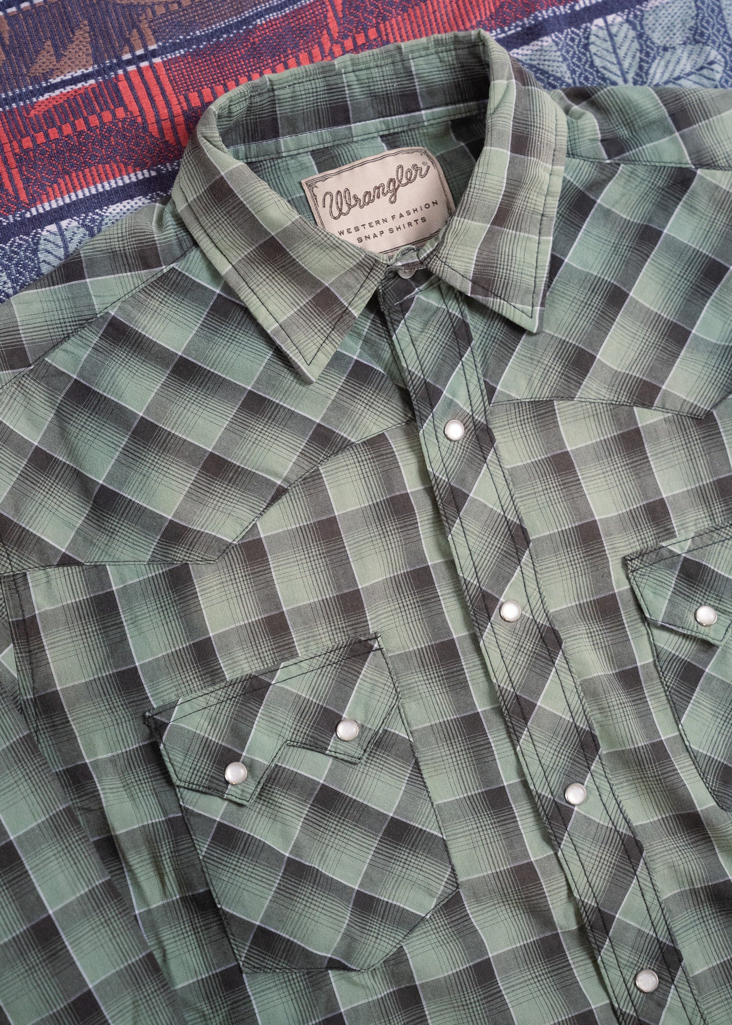 "WRANGLER" Long Sleeve Western Snap Plaid Shirt