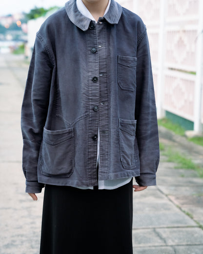 1950s French ”LE BEAU-FORT“ Black Moleskin Work Jacket
