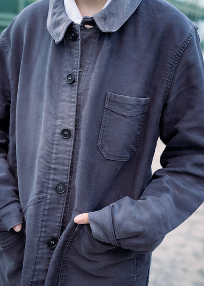 1950s French ”LE BEAU-FORT“ Black Moleskin Work Jacket