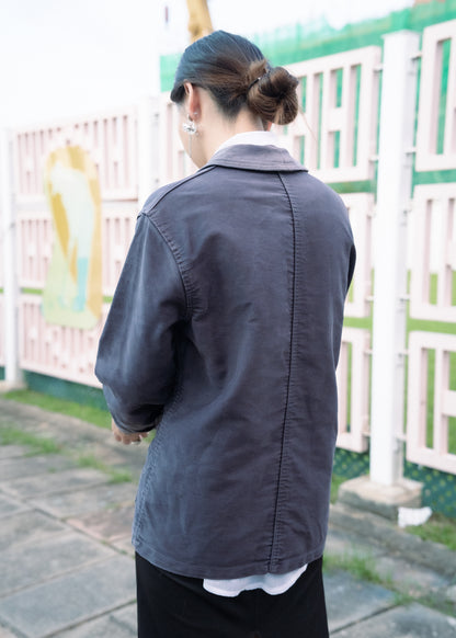 1950s French ”LE BEAU-FORT“ Black Moleskin Work Jacket