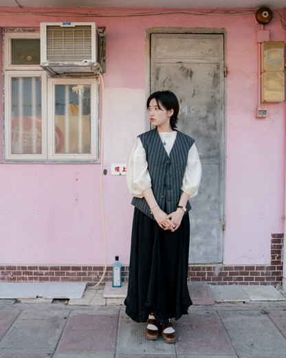 1950s French Striped Cotton Work Gilet
