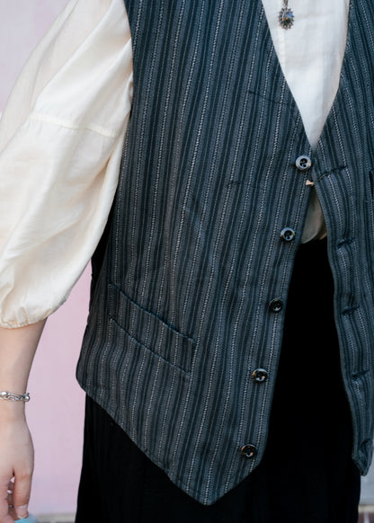 1950s French Striped Cotton Work Gilet