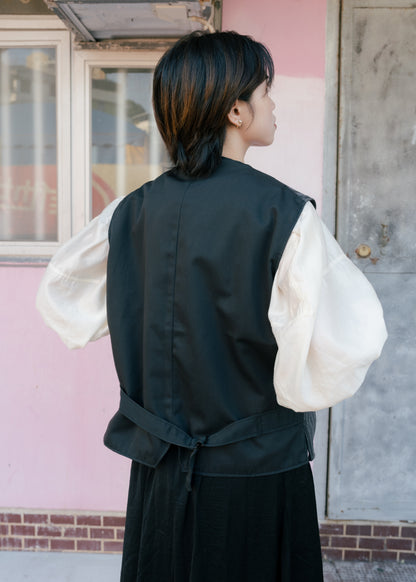 1950s French Striped Cotton Work Gilet