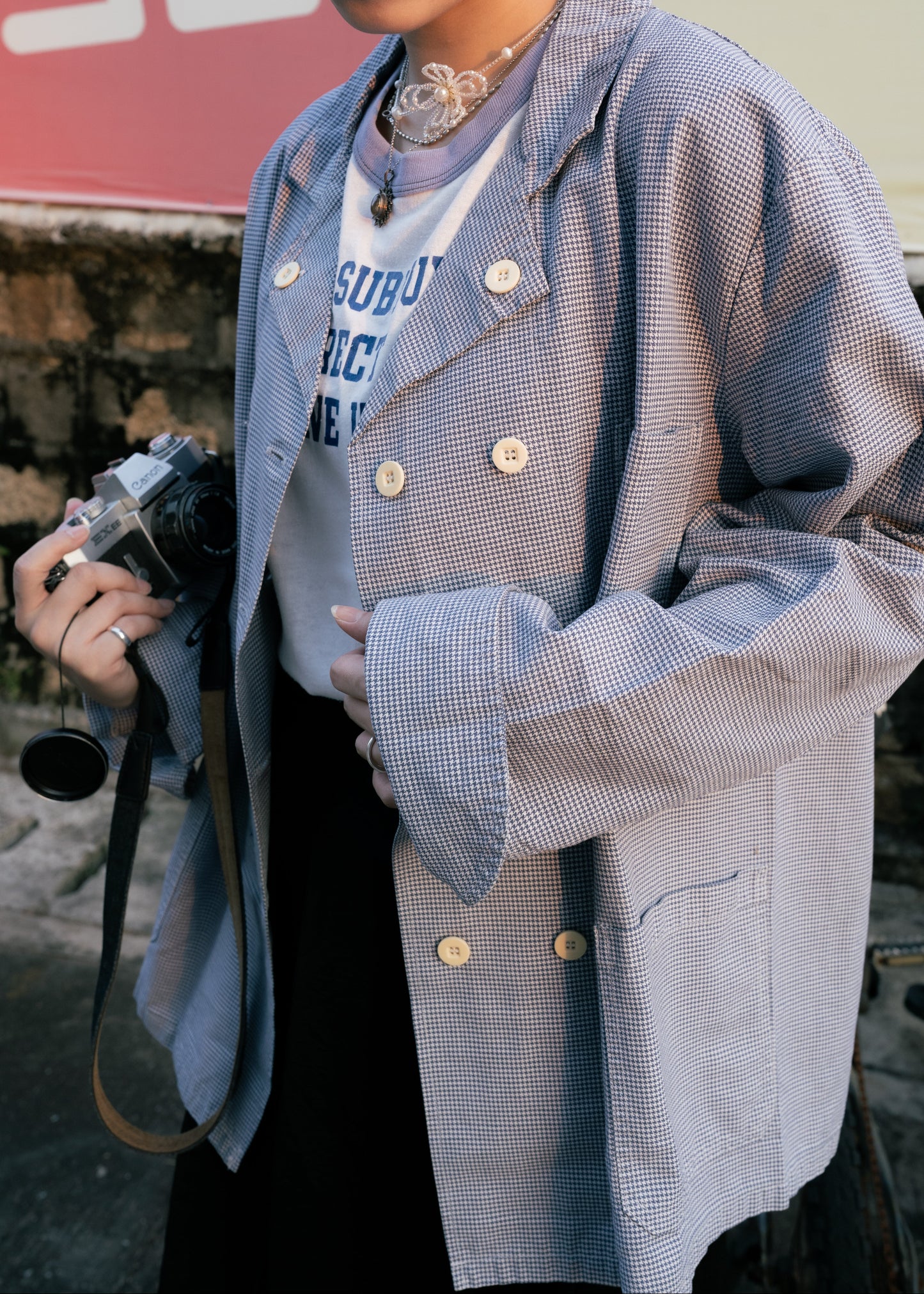 1970s “TB DIFFUSION” Houndstooth Butcher Work Jacket