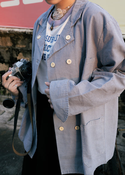 1970s “TB DIFFUSION” Houndstooth Butcher Work Jacket