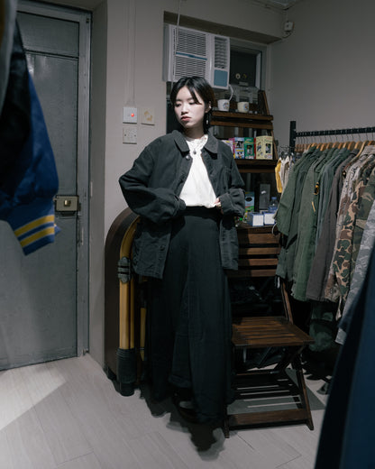 1950s French ”Le Populaire“ Black Moleskin Jacket