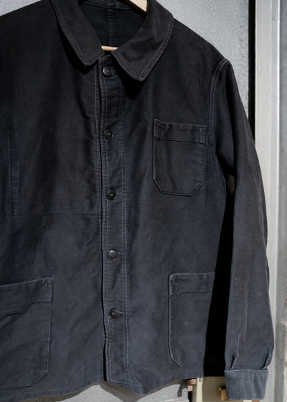 1950s French ”Le Populaire“ Black Moleskin Jacket