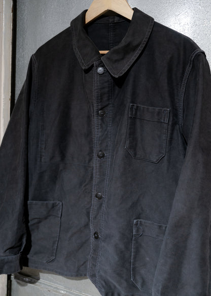 1950s French ”Le Populaire“ Black Moleskin Jacket