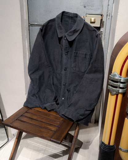 1950s French ”Le Populaire“ Black Moleskin Jacket