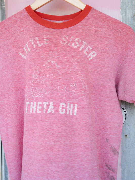 Late 1970s "MAYO SPRUCE" Little Sister Theta Chi Ringer Tee