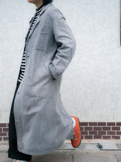 1950-60s French "Bernard Jalais" Black Chambray Atelier Coat