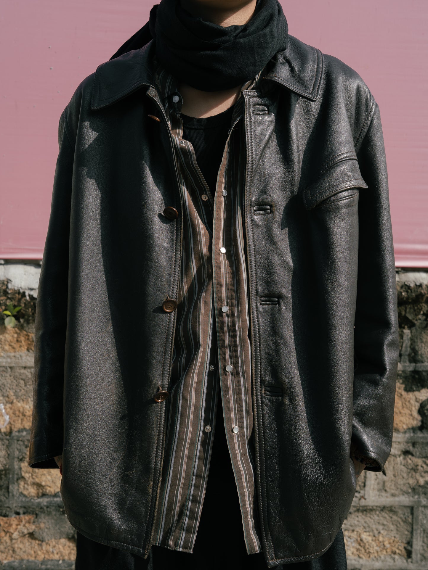 1970's French EDF Leather Jacket - Dark Brown