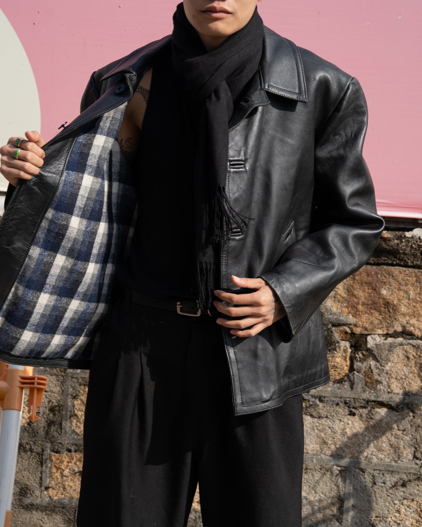 1970's French EDF Leather Jacket - Black