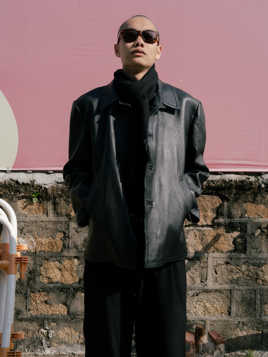 1970's French EDF Leather Jacket - Black