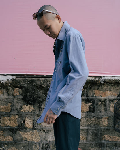 1980-90s "PLAINS" Horse Western Pearl Snap Long Sleeve Shirt