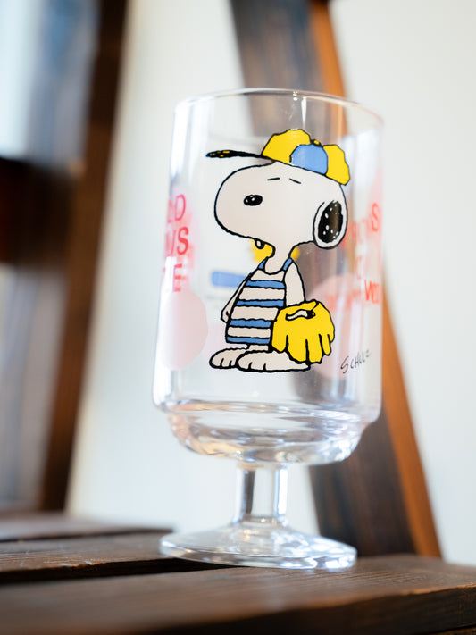 Old Snoopy Baseball Catcher Glass Tumbler