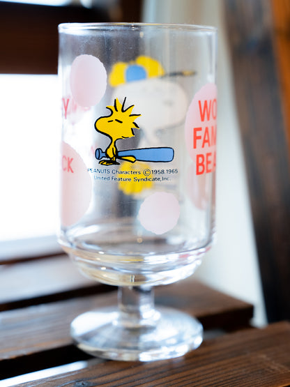 Old Snoopy Baseball Catcher Glass Tumbler