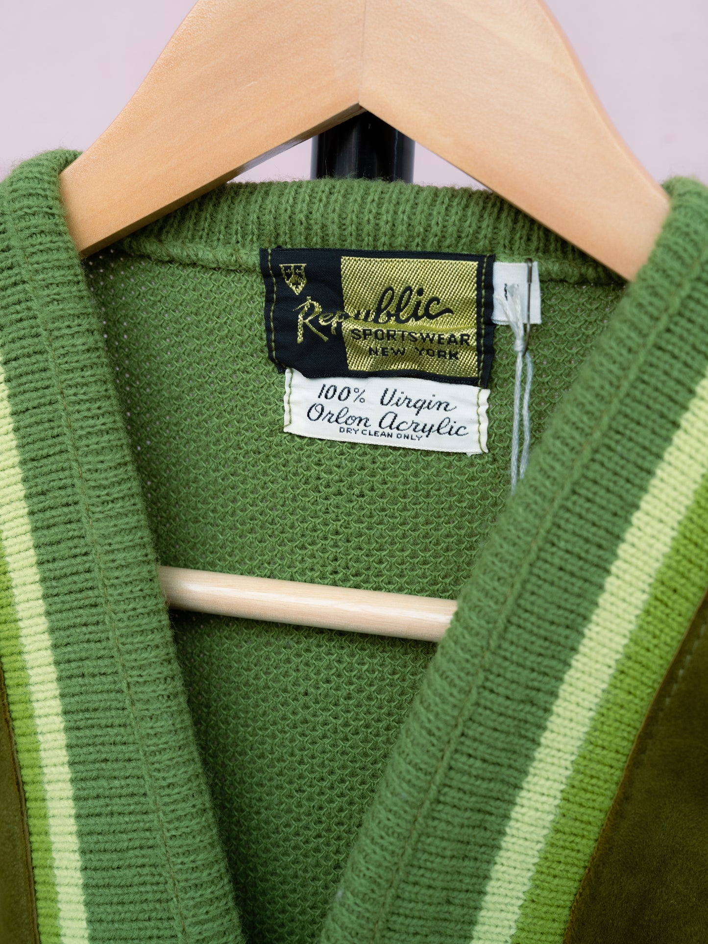 1960s "REPUBLIC SPORTSWEAR" Suede Acrylic Mix Cardigan