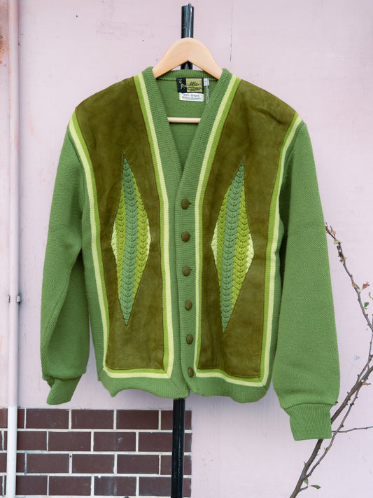 1960s "REPUBLIC SPORTSWEAR" Suede Acrylic Mix Cardigan