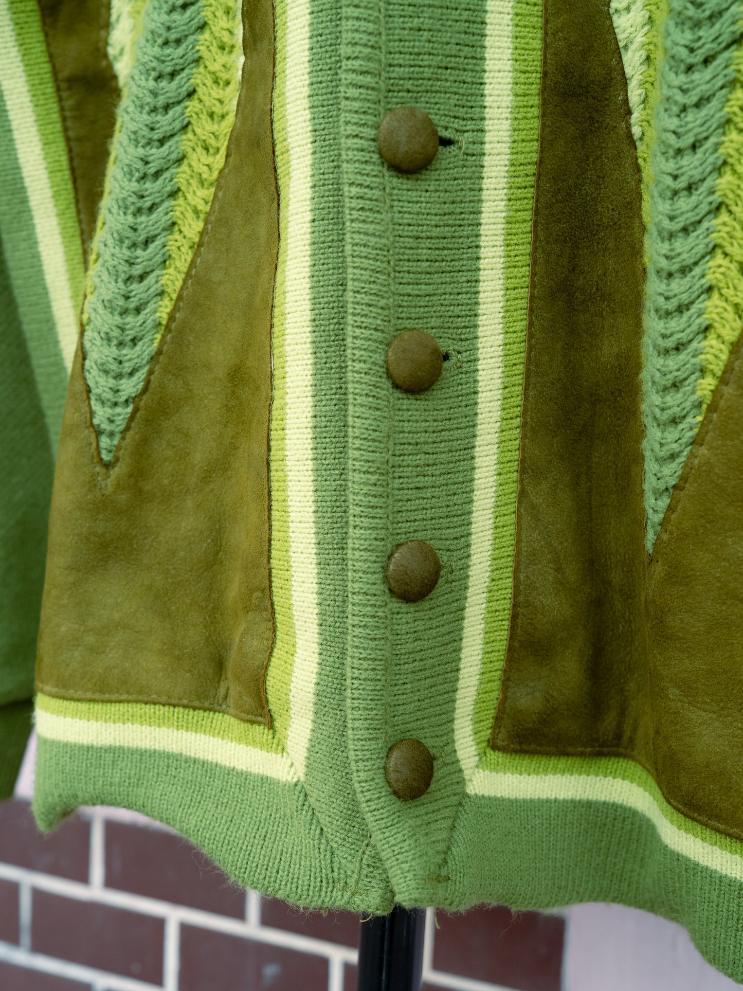 1960s "REPUBLIC SPORTSWEAR" Suede Acrylic Mix Cardigan