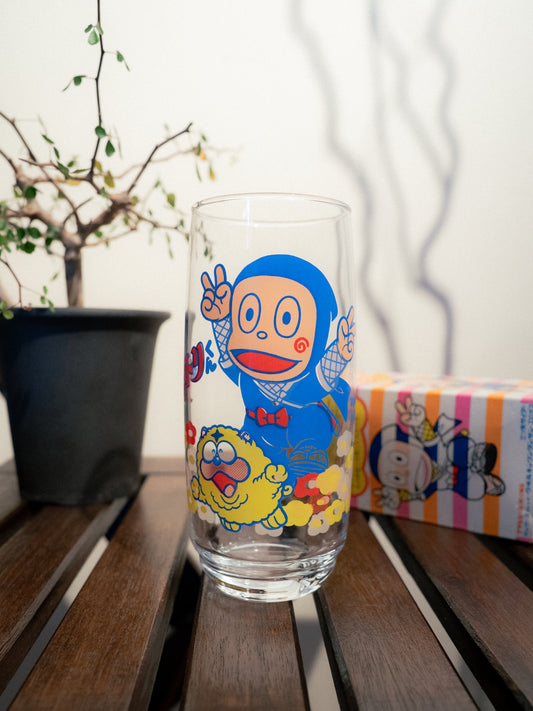 1982 ASAHI Mitsuya Cider x Ninja Hattori-kun Glass Tumbler 朝日 三矢蘇打 忍者小靈精 變色玻璃杯