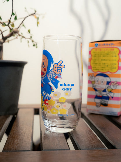 1982 ASAHI Mitsuya Cider x Ninja Hattori-kun Glass Tumbler 朝日 三矢蘇打 忍者小靈精 變色玻璃杯