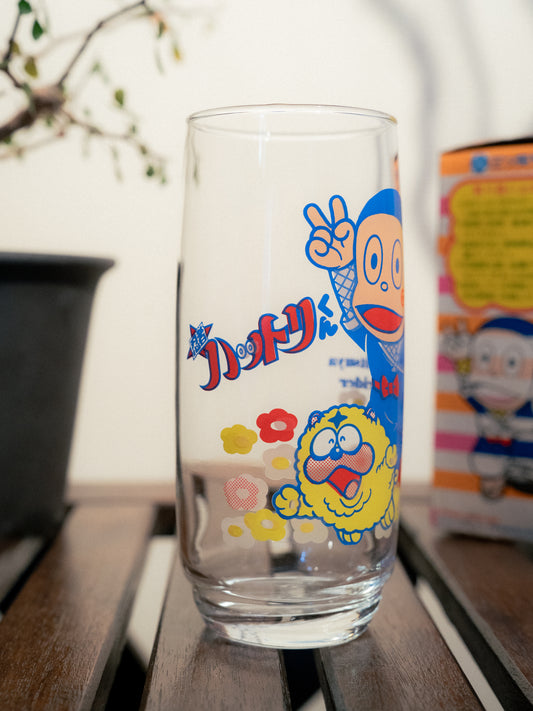 1982 ASAHI Mitsuya Cider x Ninja Hattori-kun Glass Tumbler 朝日 三矢蘇打 忍者小靈精 變色玻璃杯