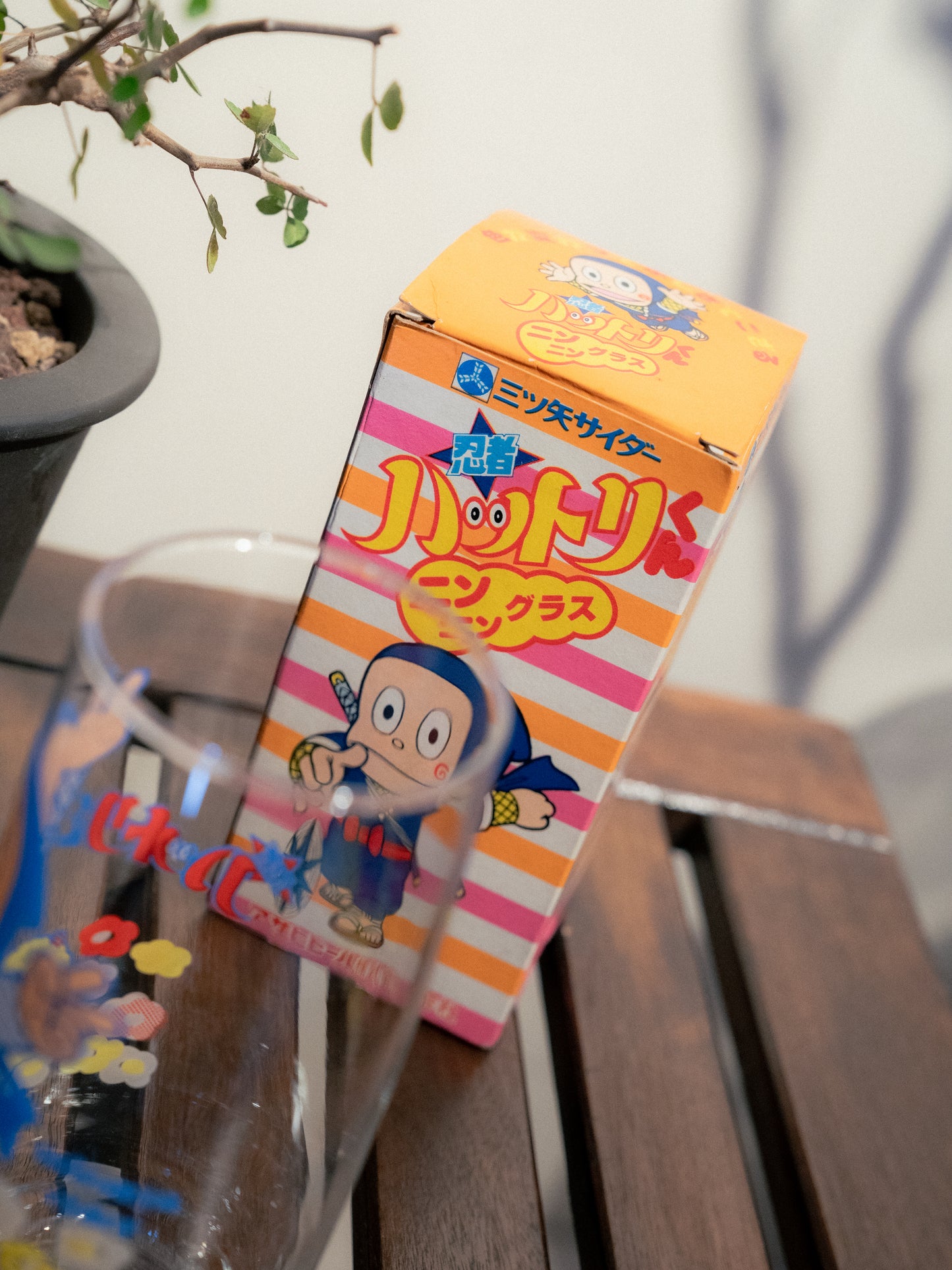 1982 ASAHI Mitsuya Cider x Ninja Hattori-kun Glass Tumbler 朝日 三矢蘇打 忍者小靈精 變色玻璃杯