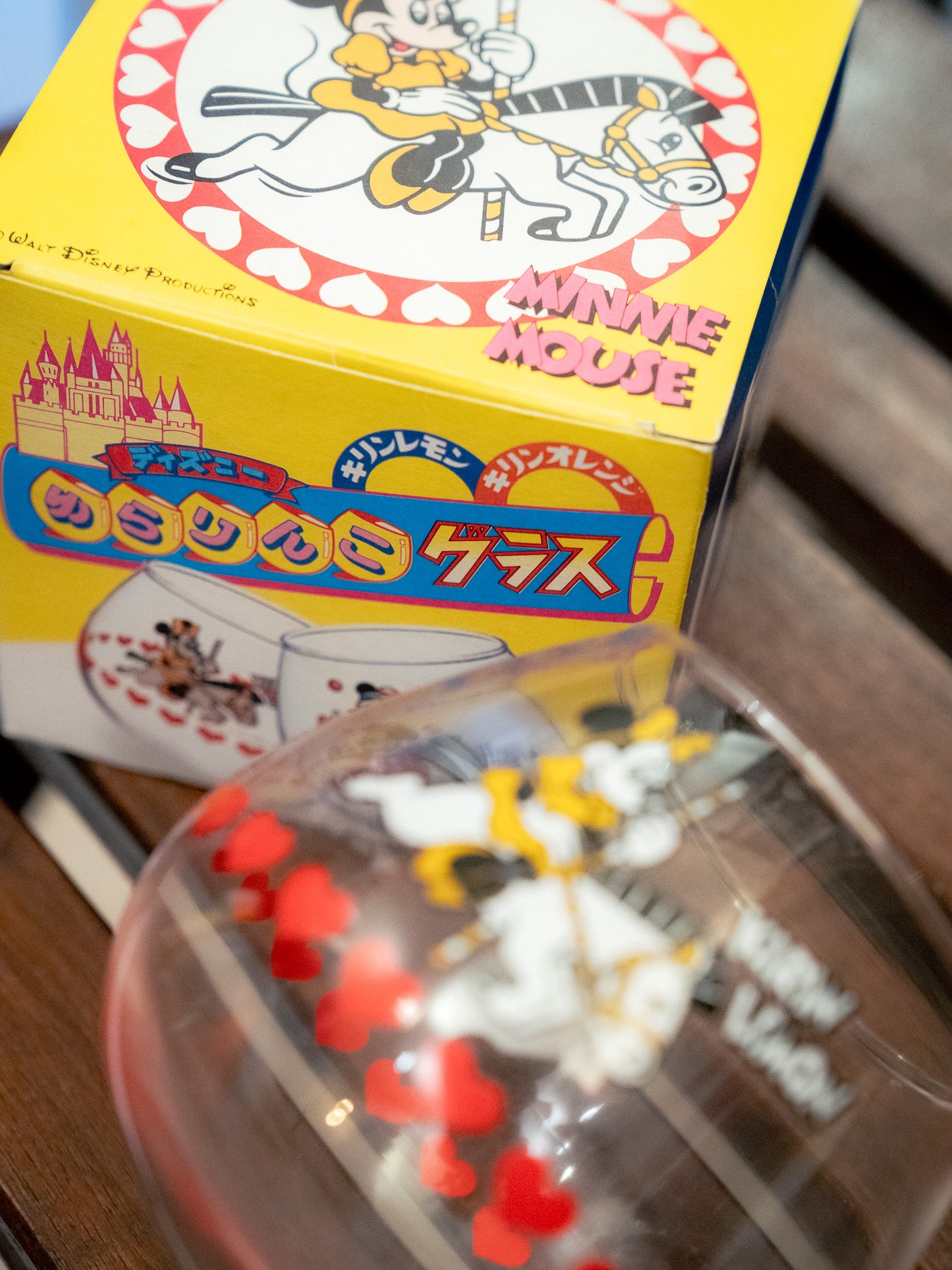 KIRIN LEMON x DISNEY Minnie Mouse Carousel Glass Swing Tumbler With Box