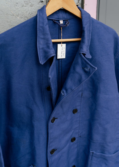 1950-60s French Cotton Twill Double Breasted Work Jacket