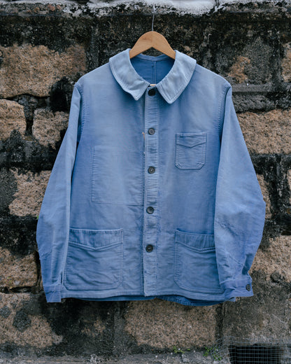 1940s French Indigo Moleskin Work Jacket