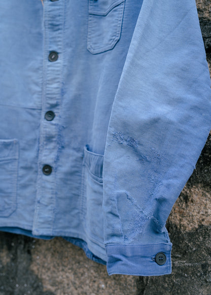 1940s French Indigo Moleskin Work Jacket