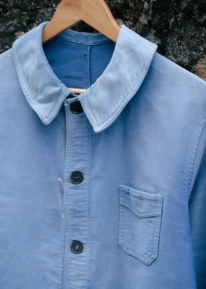 1940s French Indigo Moleskin Work Jacket