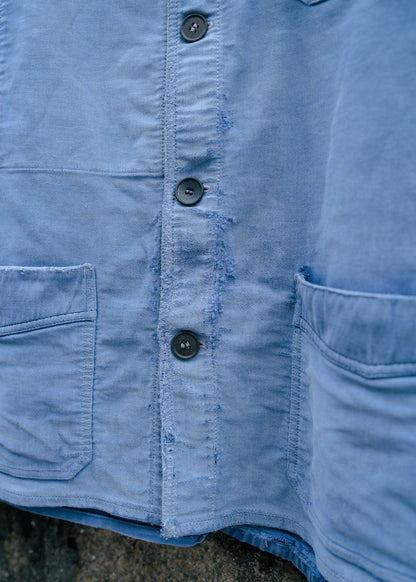1940s French Indigo Moleskin Work Jacket