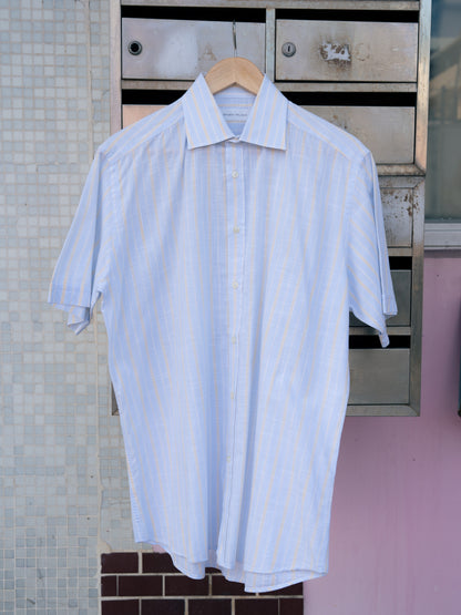 「SARTORIA ITALIANNA」ストライプ半袖ボタンアップシャツ