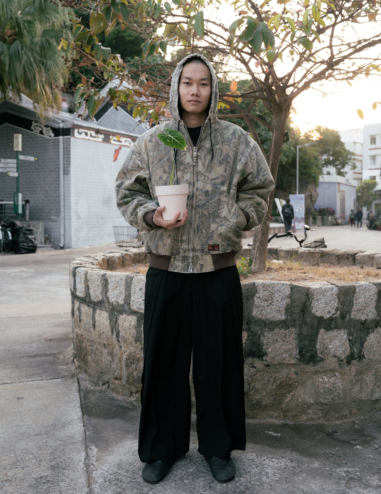 "WALLS BLACK DUCK" Tree Camo Zip-Up Hooded Jacket