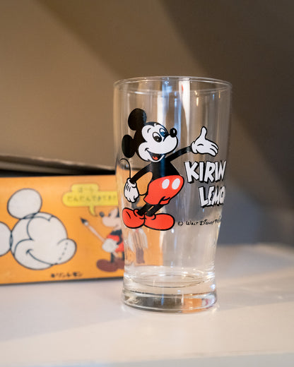1980s KIRIN LEMON x DISNEY Mickey & Minnie Glass Tumbler Box Set