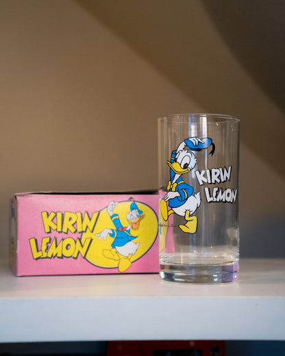 1980s KIRIN LEMON x DISNEY Mickey & Donald Glass Tumbler Box Set