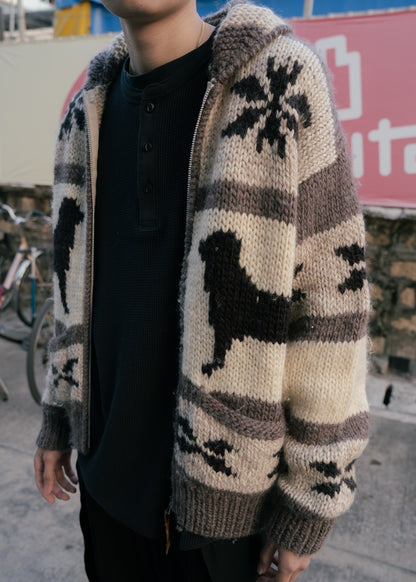 ~1990s "FIRST DOWN" Cowichan Knit Sweater