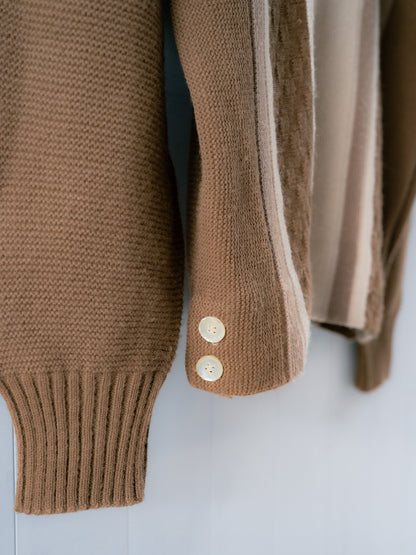 1960-70s "CAMPUS" Checkerboard Striped Knit Cardigan