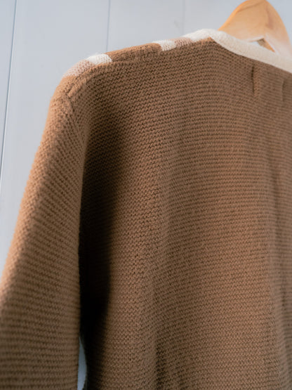 1960-70s "CAMPUS" Checkerboard Striped Knit Cardigan