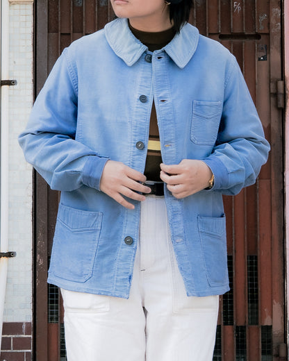1940s French Indigo Moleskin Work Jacket