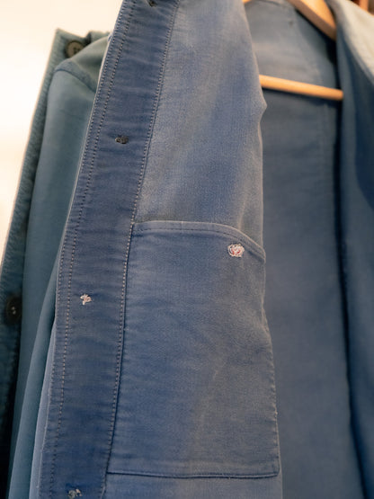 1940s French Indigo Moleskin Work Jacket