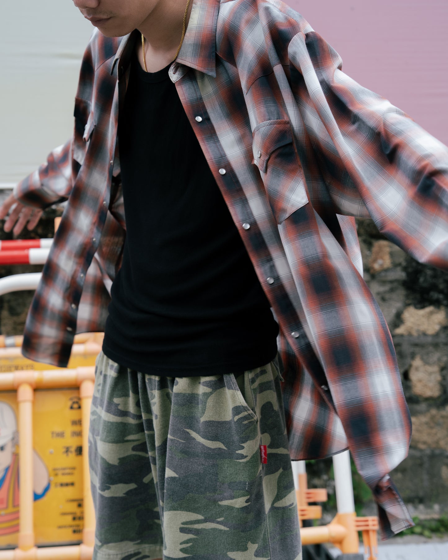 "PLAINS" Long Sleeve Western Snap Plaid Shirt
