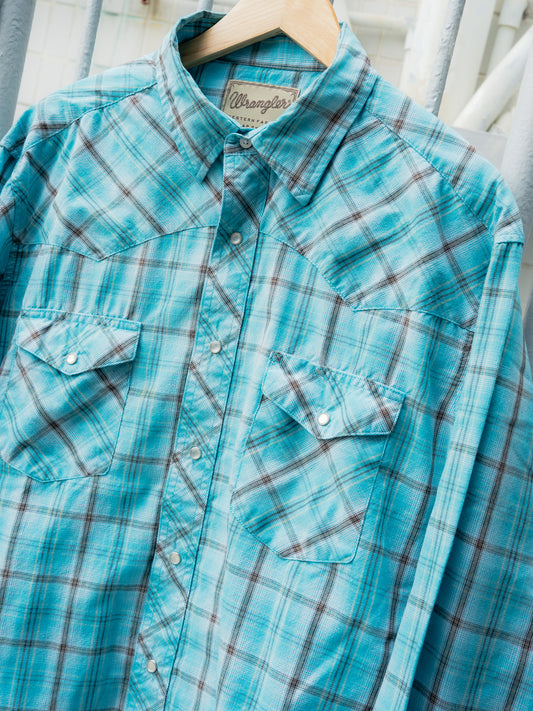 "WRANGLER" Plaid Long Sleeves Western Snap Shirt