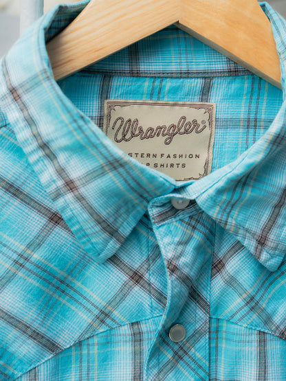 "WRANGLER" Plaid Long Sleeves Western Snap Shirt