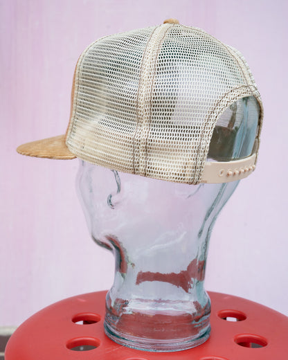 1980s "JOHN DEERE" 50 Series Leather Corduroy Mix Trucker Hat
