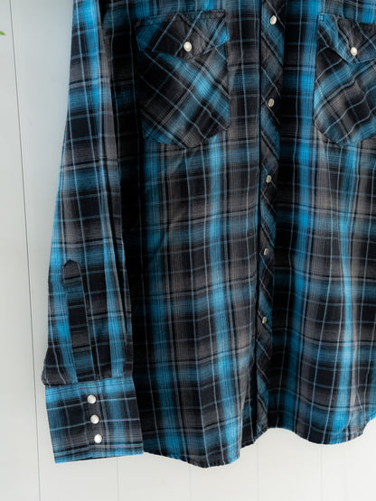 "WRANGLER" Plaid Long Sleeves Western Snap Shirt