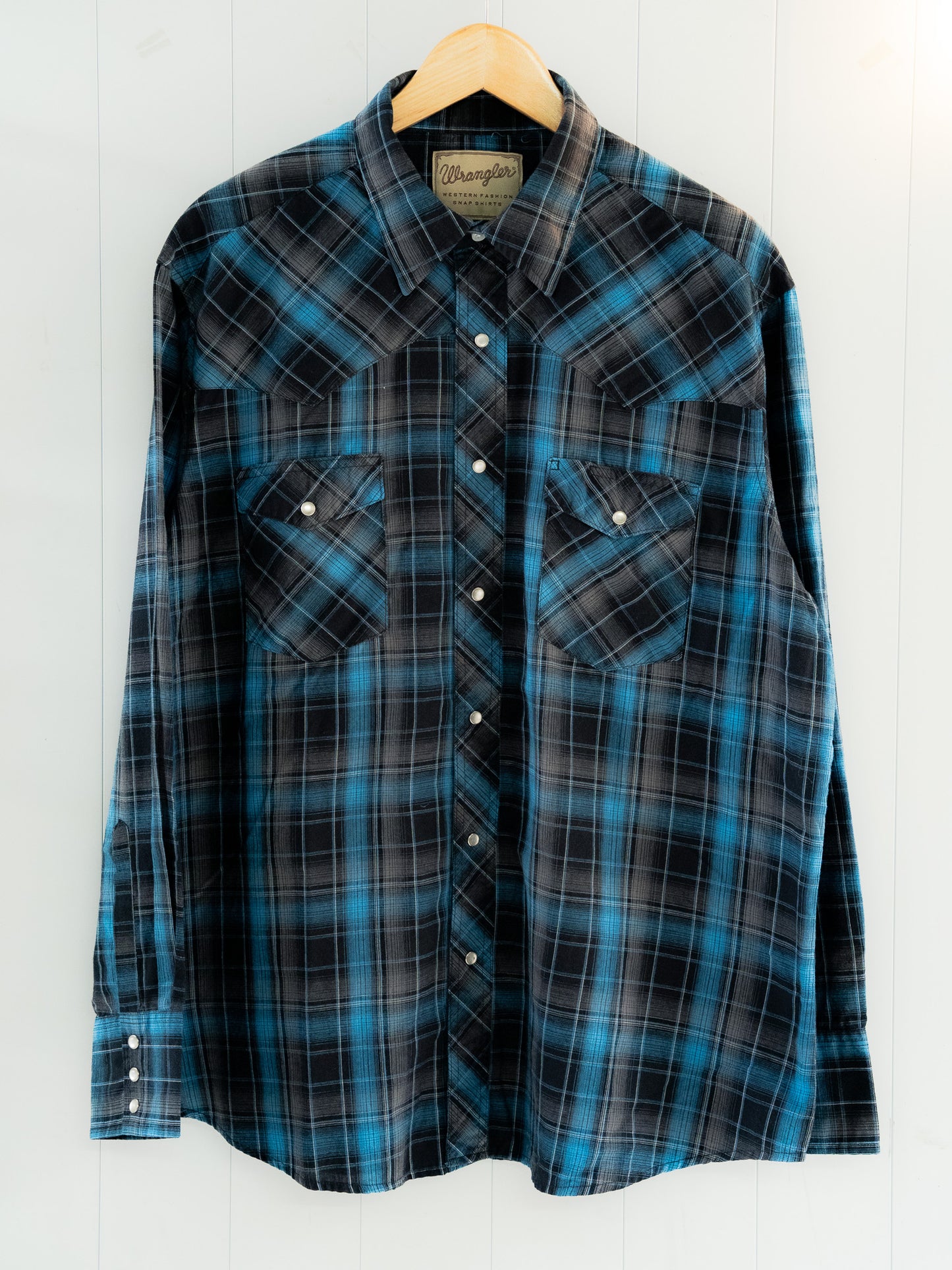 "WRANGLER" Plaid Long Sleeves Western Snap Shirt